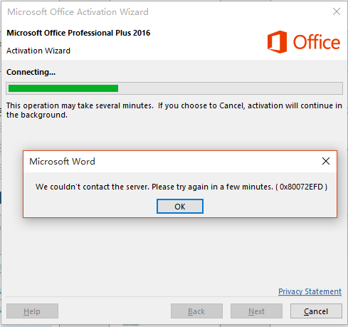 MS Office 365 Professional activation fails