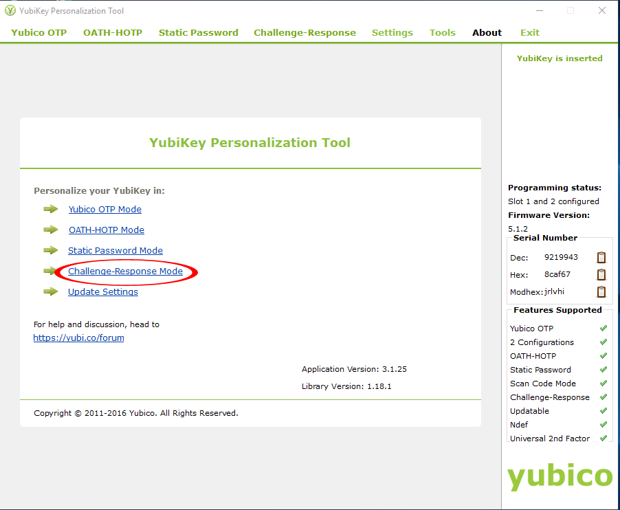 Configuring Yubikey 1