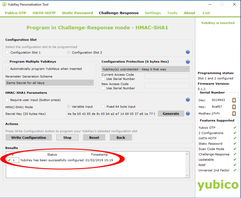 Windows 10 login with two factor authentication using a YubiKey